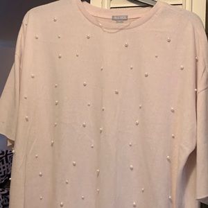 Cream Pearl Short Sleeve Sweater